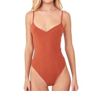 Free People Intimately Last Rose Bodysuit in Amber Coral